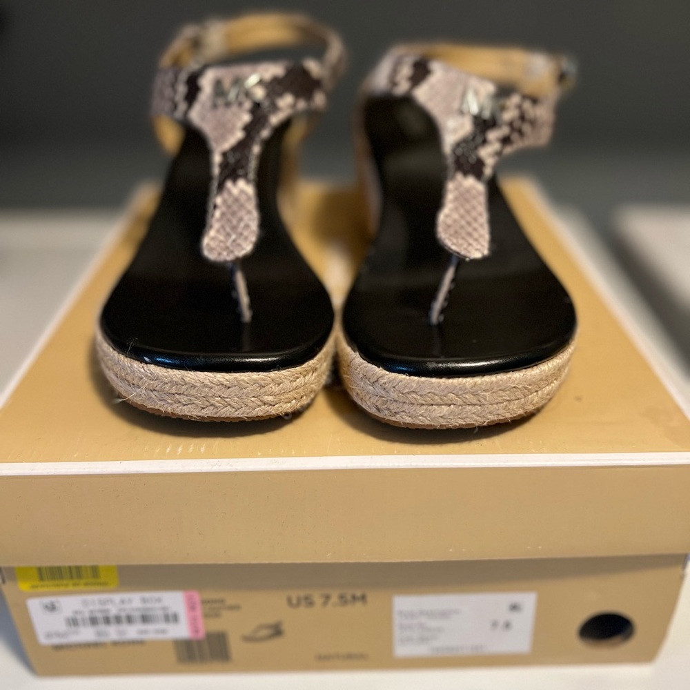 Michael Kors Black and Cream Wedge Sandals